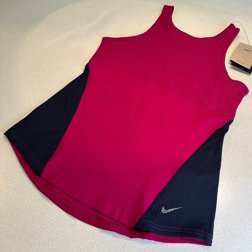 Nike Yoga Dri-FIT Training Tank Top Dynamic Berry Navy Size M